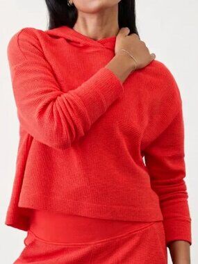 Athleta Women's Size Small Cardinal Red Coaster Waffle Relaxed Hooded Sweater